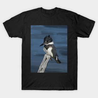 Kingfisher surveys the Kingdom from a Cedar Post Throne T-Shirt